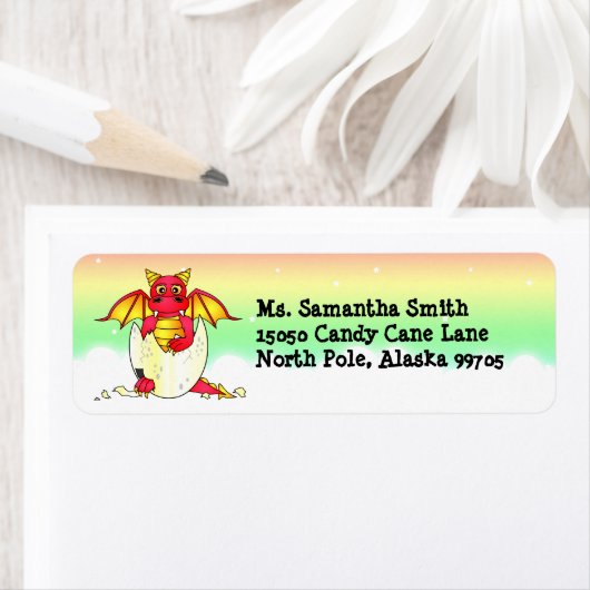 Niedliches Baby Red Dragon in Ei Rücksendeadresse  (Insitu)