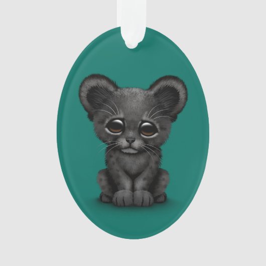 Niedliches Baby-schwarzer Panther CUB auf Ornament (Vorderseite)