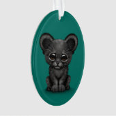 Niedliches Baby-schwarzer Panther CUB auf Ornament (Vorderseite)