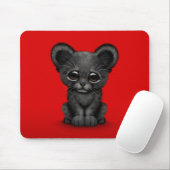 Niedliches Baby-schwarzer Panther CUB auf Rot Mousepad (Mit Mouse)