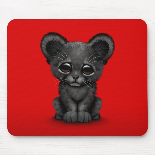 Niedliches Baby-schwarzer Panther CUB auf Rot Mousepad (Vorne)