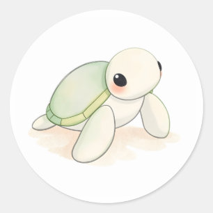 Niedliches Baby Sea Schildkröte Sticker Wasserfarb
