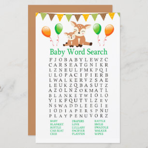 Niedliches Baby Shower Word Search Game