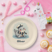 Niedliches Baby-Siegel mit Sailor-Hut und Scarf Pappteller (Party)