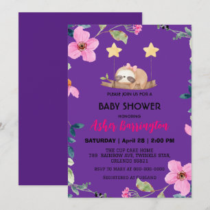 Niedliches Baby-Slots bunte Blume Babydusche Party Einladung