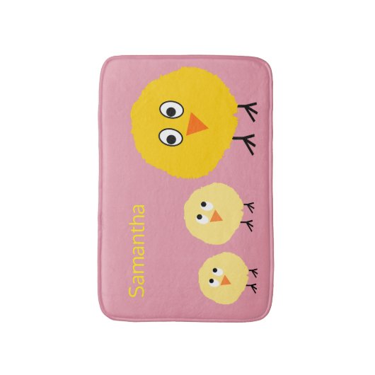 Niedliches Baby-Tierhuhn-personalisiertes Mädchen Badematte (Vorderseite Vertikal)
