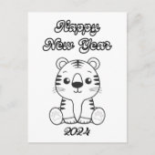 Niedliches Baby Tiger Black & White New Year Postkarte (Vorderseite)