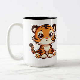 Niedliches Baby-Tiger-Cam sitzend Zweifarbige Tasse