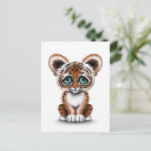 Niedliches Baby Tiger Cube mit blauen Augen auf We Postkarte (Stehend Vorderseite)