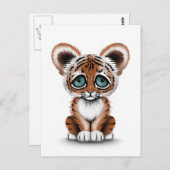 Niedliches Baby Tiger Cube mit blauen Augen auf We Postkarte (Vorne/Hinten)