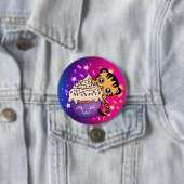 Niedliches Baby Tiger mit kosmischem Star Cupcake Button (Beispiel)