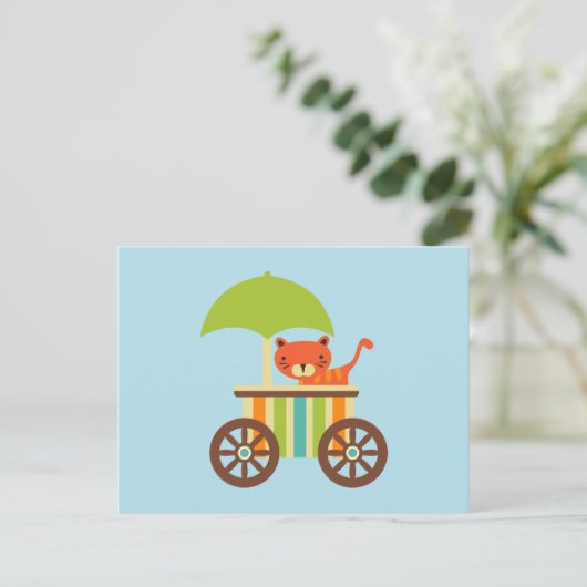 Niedliches Baby Tiger on Ice Creme Kindergeschenke Postkarte (Stehend Vorderseite)