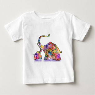 Niedliches Baby und Mama Elephant Baby T - Shirt