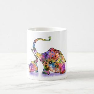 Niedliches Baby und Mama Elephant Tasse