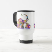 Niedliches Baby und Mama Elephant Travel Mug Reisebecher (Vorderseite Links)