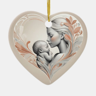 niedliches Baby und Mama Keramik Ornament