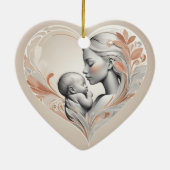 niedliches Baby und Mama Keramik Ornament (Hinten)