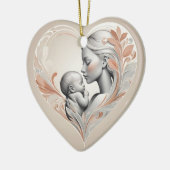 niedliches Baby und Mama Keramik Ornament (Links)