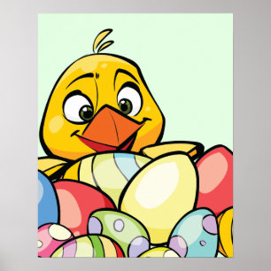 Niedliches Baby- und Ostereier Poster