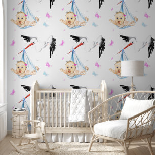 Niedliches Baby und Stork Funny Tapete