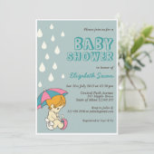 Niedliches Baby- und Umbrella-Baby-Dusche Einladun Einladung (Stehend Vorderseite)