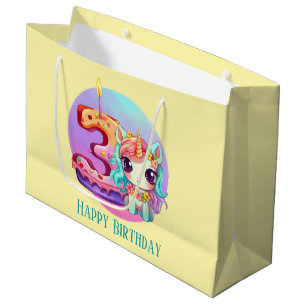 Niedliches Baby unicorn 3. Geburtstag Große Geschenktüte