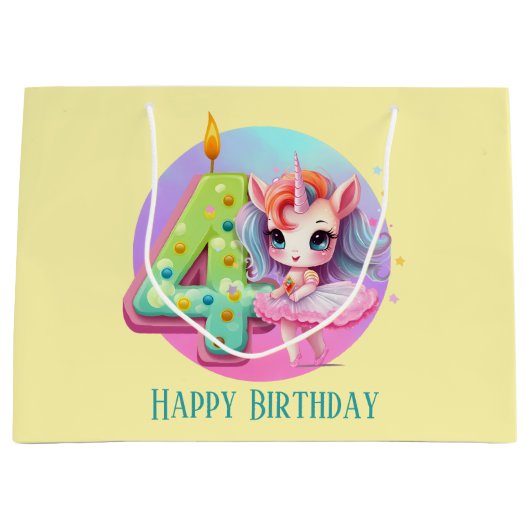Niedliches Baby Unicorn 4. Große Geschenktüte (Vorderseite)