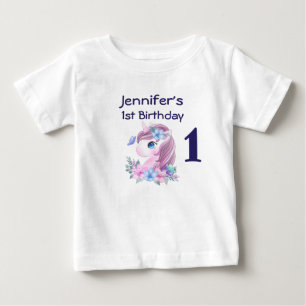 Niedliches Baby Unicorn mit Big Eyes Geburtstag T-shirt