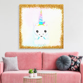 Niedliches Baby Unicorn mit Flügeln Leinwanddruck (Insitu (Wohnzimmer))