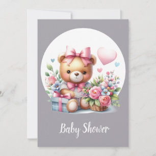 Niedliches Baby Watercolor Teddy Bear Baby Einladung