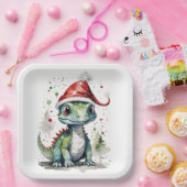 Niedliches Baby Weihnachten Dinosaurier in einer W Pappteller (Party)