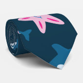 Niedliches Baby Whale und Starfish Muster Krawatte (Gerollt)