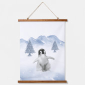 Niedliches Baby Winter Pinguin Kinderzimmer Wandde Wandteppich Mit Holzrahmen (Vorderseite)