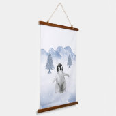 Niedliches Baby Winter Pinguin Kinderzimmer Wandde Wandteppich Mit Holzrahmen (Gewinkelt)