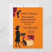 Niedliches Baby wird Hexenkürbis-Katzenschnecke-Ki Einladung (Vorderseite)