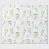 Niedliches Baby Woodland Forest Animes Fox Bunny Geschenkpapier (Flach)