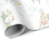 Niedliches Baby Woodland Forest Animes Fox Bunny Geschenkpapier (Rolleneckpunkt)
