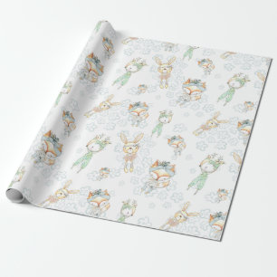 Niedliches Baby Woodland Forest Animes Fox Bunny Geschenkpapier