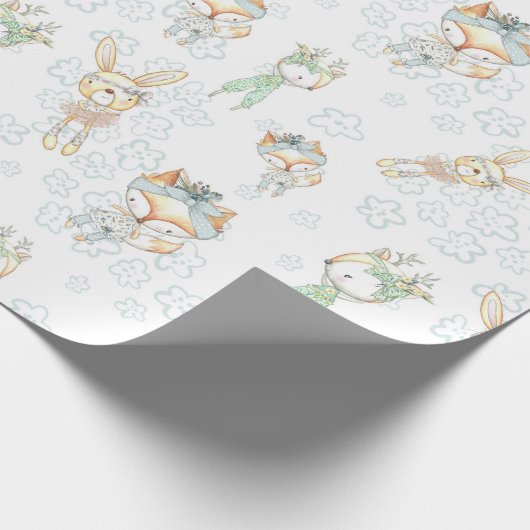 Niedliches Baby Woodland Forest Animes Fox Bunny Geschenkpapier (Ecke)