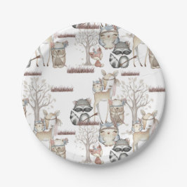 Niedliches Baby Woodland Tiere Raccoon Fox Liebes  Pappteller