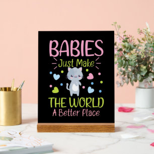 Niedliches Baby Wortart World Kinderzimmer Acrylschild