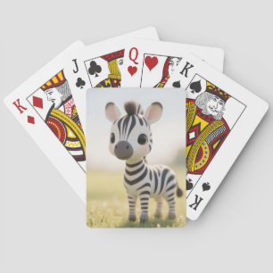 Niedliches Baby Zebra auf dem sonnigen Grasfeld Spielkarten