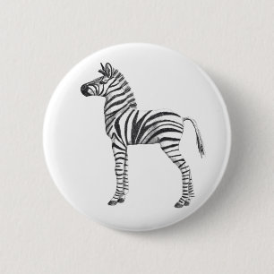 Niedliches Baby Zebra Zeichnend Button