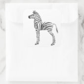 Niedliches Baby Zebra Zeichnend Quadratischer Aufkleber (Tasche)