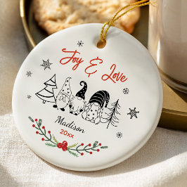 Niedliches Baby zuerst Weihnachten Schwarz-weiße G Keramik Ornament