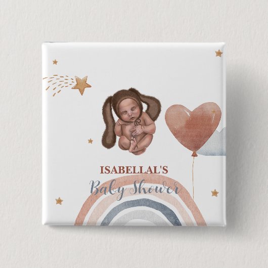 Niedliches Babybunny African American Children Dus Button (Vorderseite)