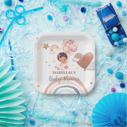 Niedliches Babybunny African American Children Dus Pappteller (Party)