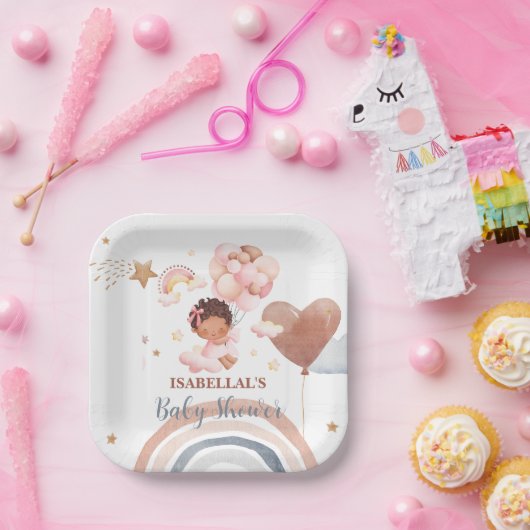 Niedliches Babybunny African American Children Dus Pappteller (Party)