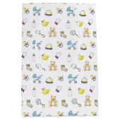 Niedliches Babyduschenmuster Mittlere Geschenktüte (Vorderseite)