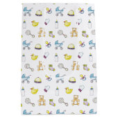 Niedliches Babyduschenmuster Mittlere Geschenktüte (Rückseite)